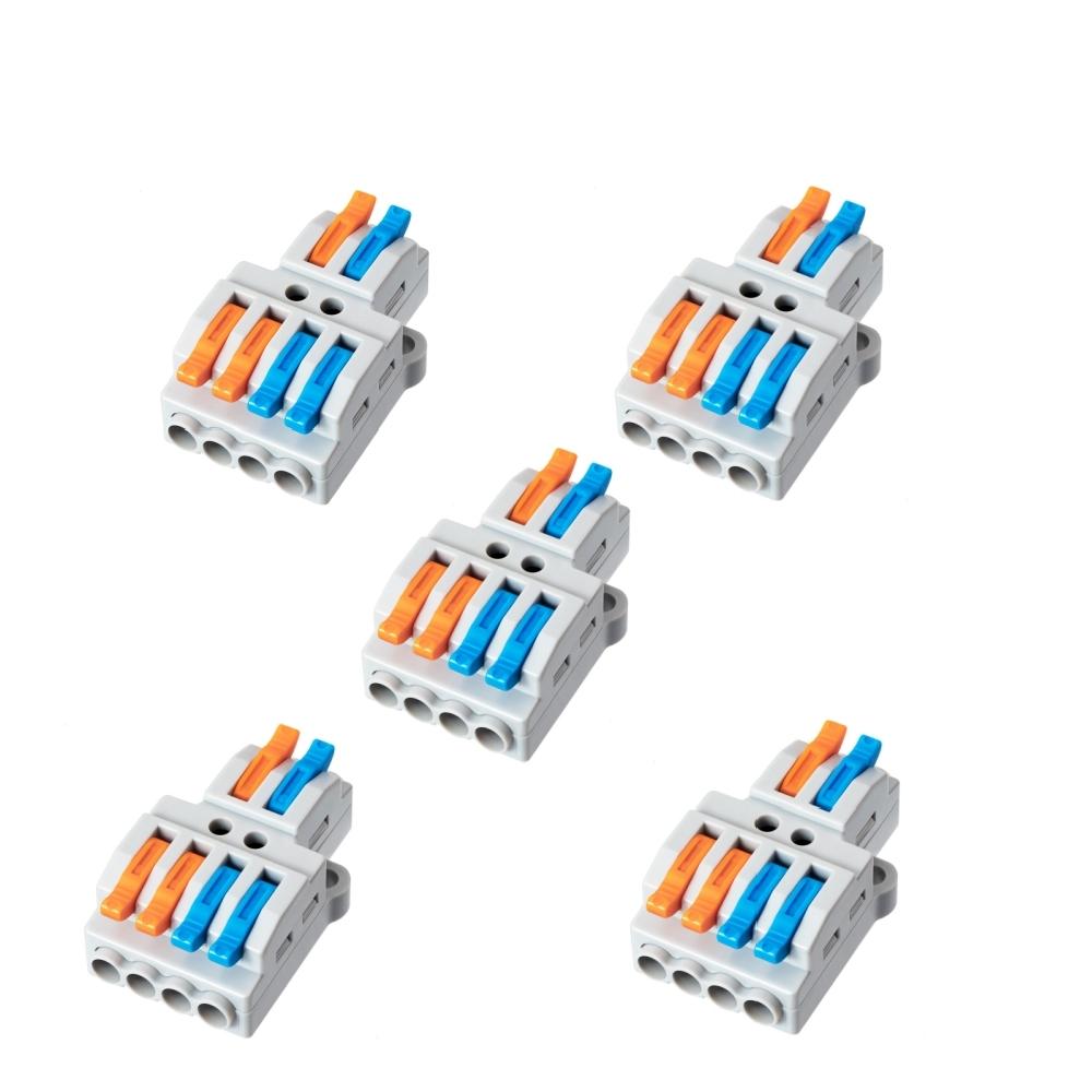 5/10pcs Wire Connectors 2 To 4 Compact Quick Connectors For Wires Pole Wire Nut Connector Terminal For 28-12 AWG