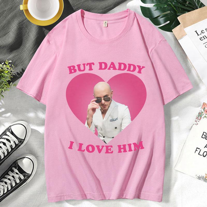 Lustiges I Love Him Mr Pitbull Worldwide Bedrucktes T-Shirt Herren Lässig Vintage Baumwolle Kurzarm Gothic Übergroße T-Shirts Männlich