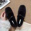 Fashion 2025 Fur Flats Ballet Dance Shoes Casual Short Plush Boots Fashion New Shallow Square Toe Zapatos Dress Walking Designer Shoes