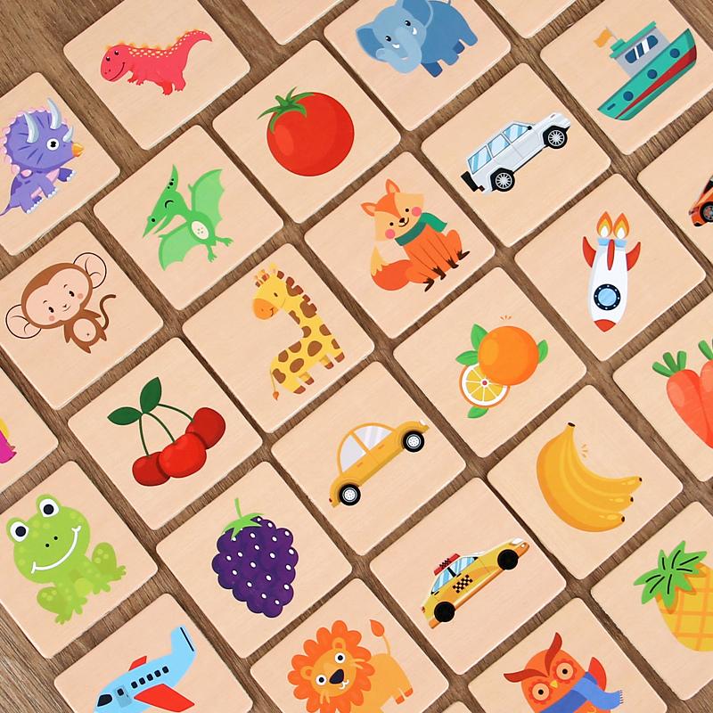 Montessori Find Shape Toys Animal Fruit Shadow Pairing Shape Wooden Puzzle Logical Thinking Game Educational Toys For Children