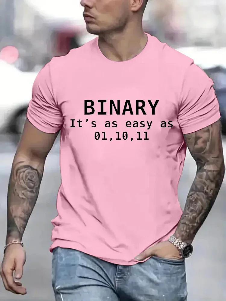 Binary It's As Easy As 01,10,11 Funny Printing Men T-Shirts Breathable Tee Clothes Summer Streetwear Tops Oversized Short Sleeve