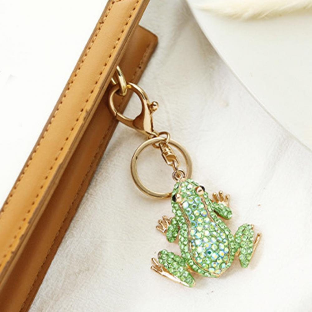 Rhinestone Keychain Rhinestone Frog Pendant Keychain for Car Bag Sparkling Charm Accessories Portable Keychain Accessory