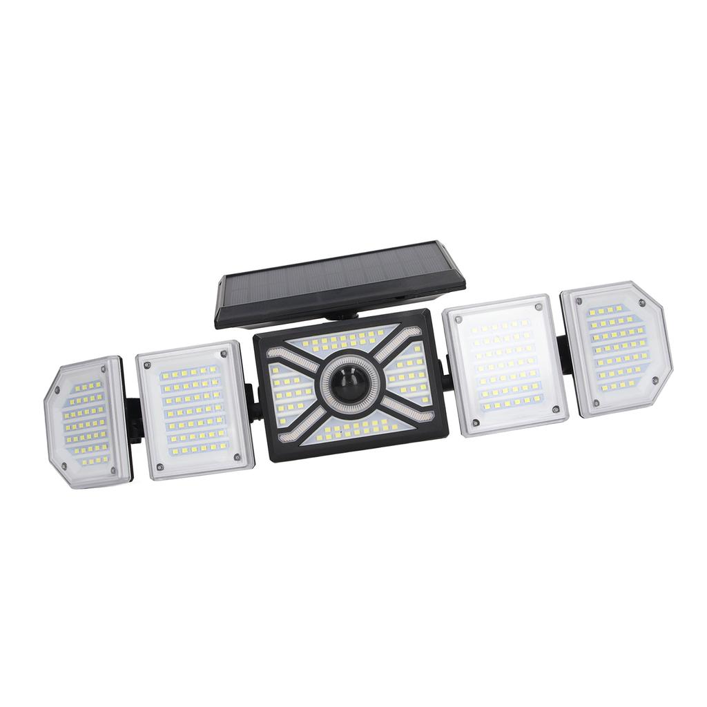 LED Solar Outdoor Street Light 5 Flexible Head IP65 Waterproof 3 Working Modes Remote Control Solar