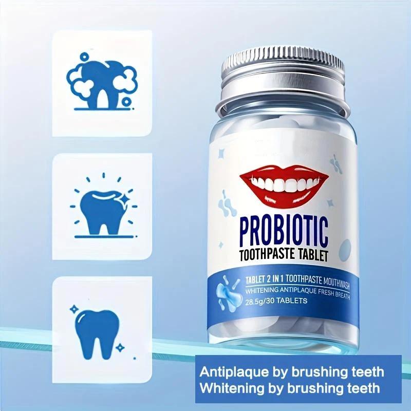 Probiotic Whitening Toothpaste Tablets Natural Teeth Cleaning Stain Removal Oral Care 28.5g/30 Tablets