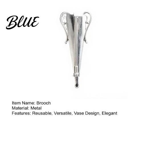 Stylish Floral Brooch Vase Flower Holder Pin Insert Alloy Lapel