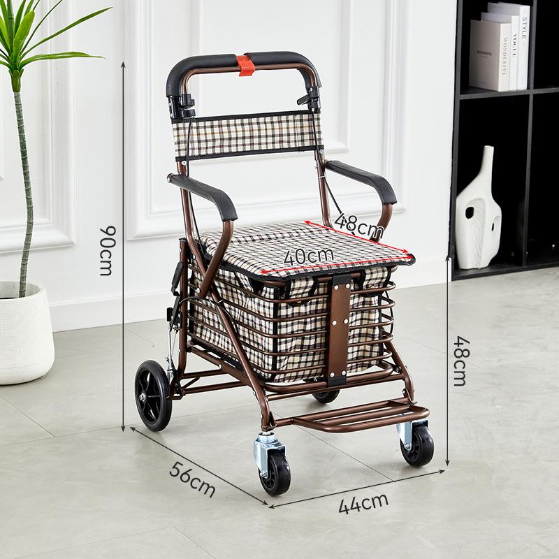Foldable Mobility Scooter: Pushable & Rideable Elderly Walker with Four Wheels, Portable Shopping Assistant