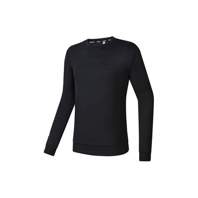 Athletics Basic Simple Solid Color Round Neck Sports Knit Pullover Long Sleeve Sweatshirt Men Sweatshirt Deep-Black A11M242202FBK