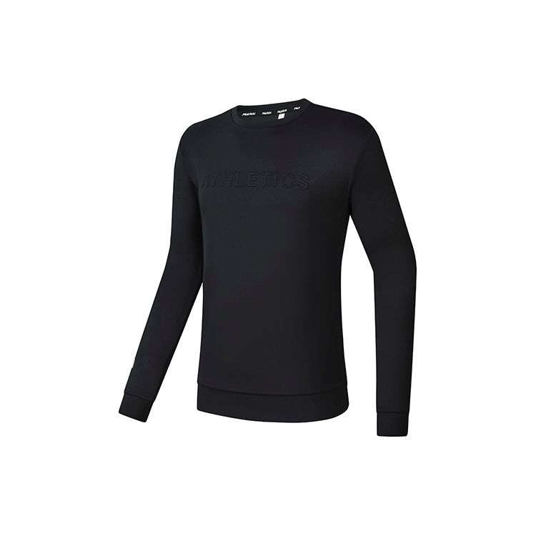 

FILA Athletics Basic Simple Solid Color Round Neck Sports Knit Pullover Long Sleeve Sweatshirt Men sweatshirt Deep-Black A11M242202FBK L
