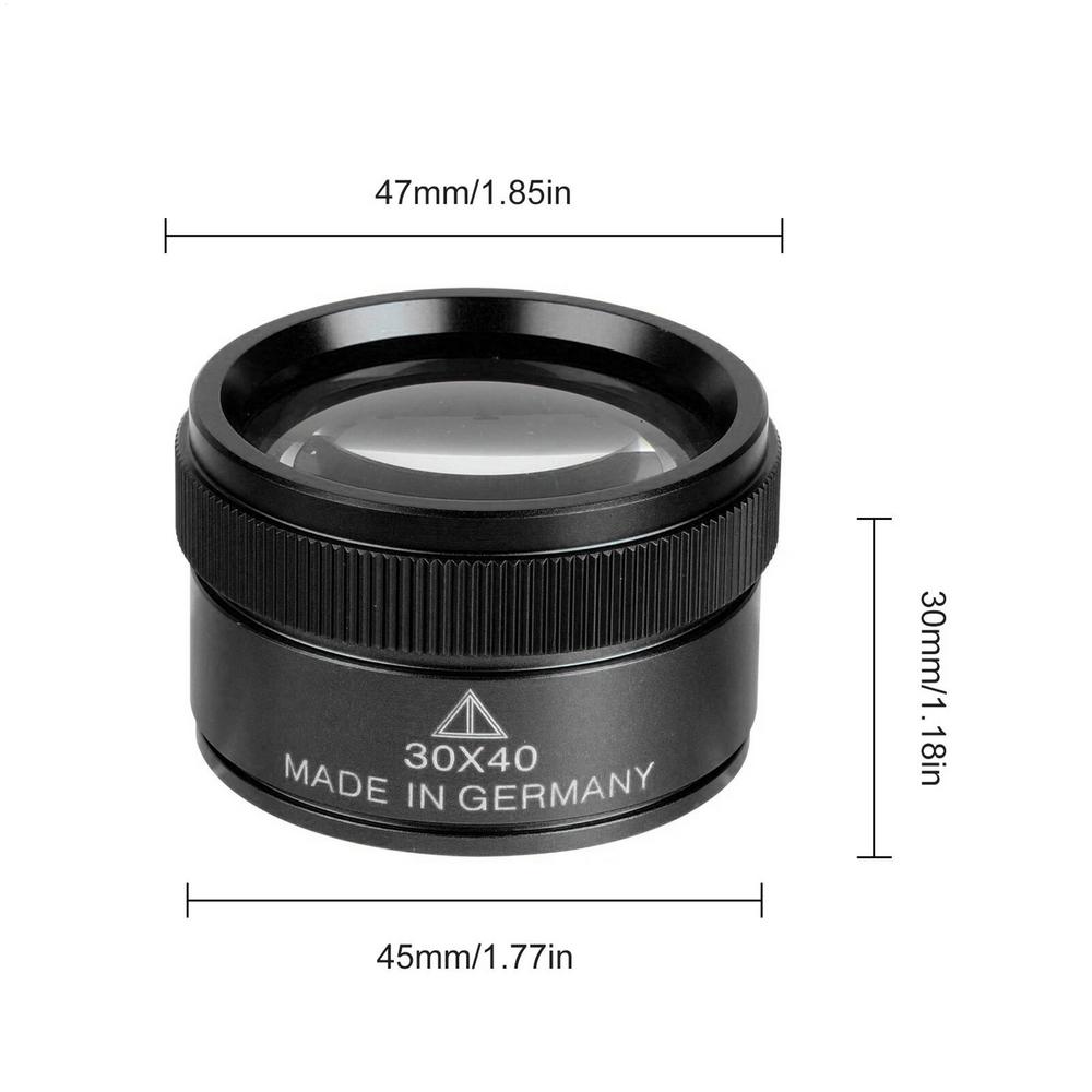 

Premium 30x40mm Measuring Magnifier MagnifyingGlass Lens Loop Microscope For Coin Stamps Jewelry Lupe Portable чорний