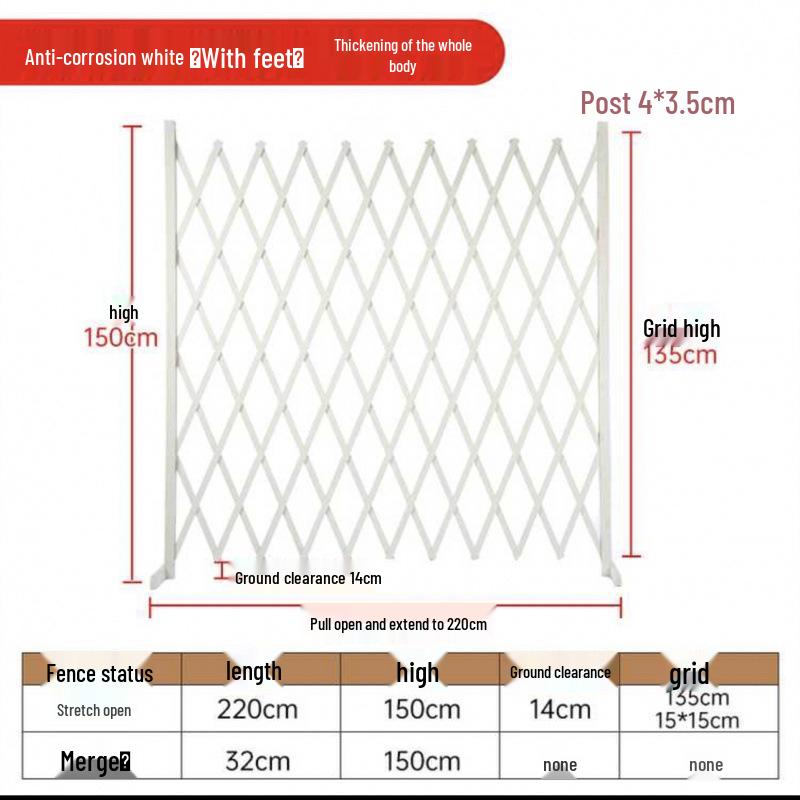 Zewnętrzne antykorozyjne rozsuwane drewniane ogrodzenie do ogrodu, na podwórko, na balkon wewnątrz i jako kojec dla psa.