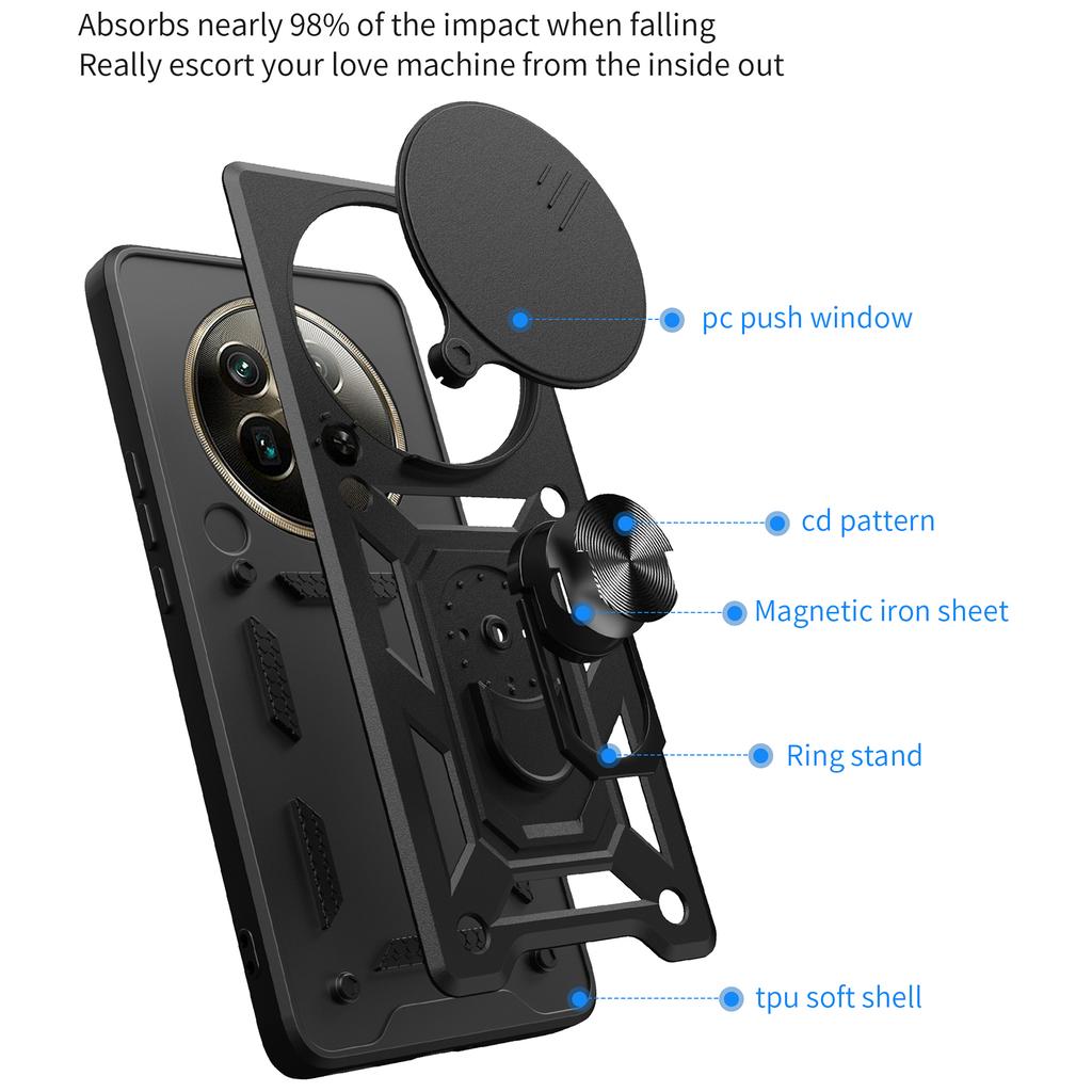For Realme 12 Pro 5G/12 Pro+ 5G Case Lens Cover Kickstand PC+TPU Phone Shell