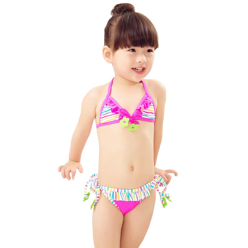Colorful Print Adjustable Tie Bikini Set for Girls - Baby To Medium Sizes