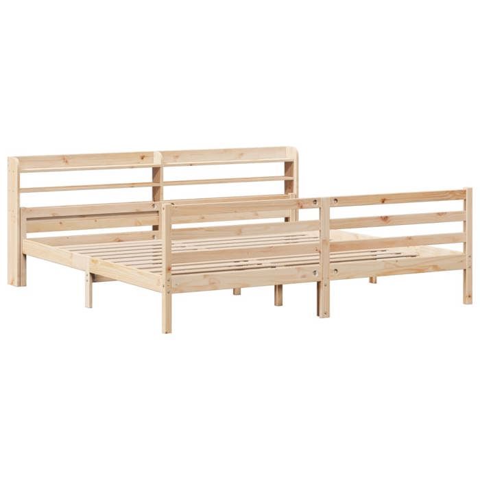 VidaXL Bed Frame with Headboard 200x200 Cm Solid Pine Wood, Bed, Solid Wood Bed Frame, Bedroom Furniture At 3306692