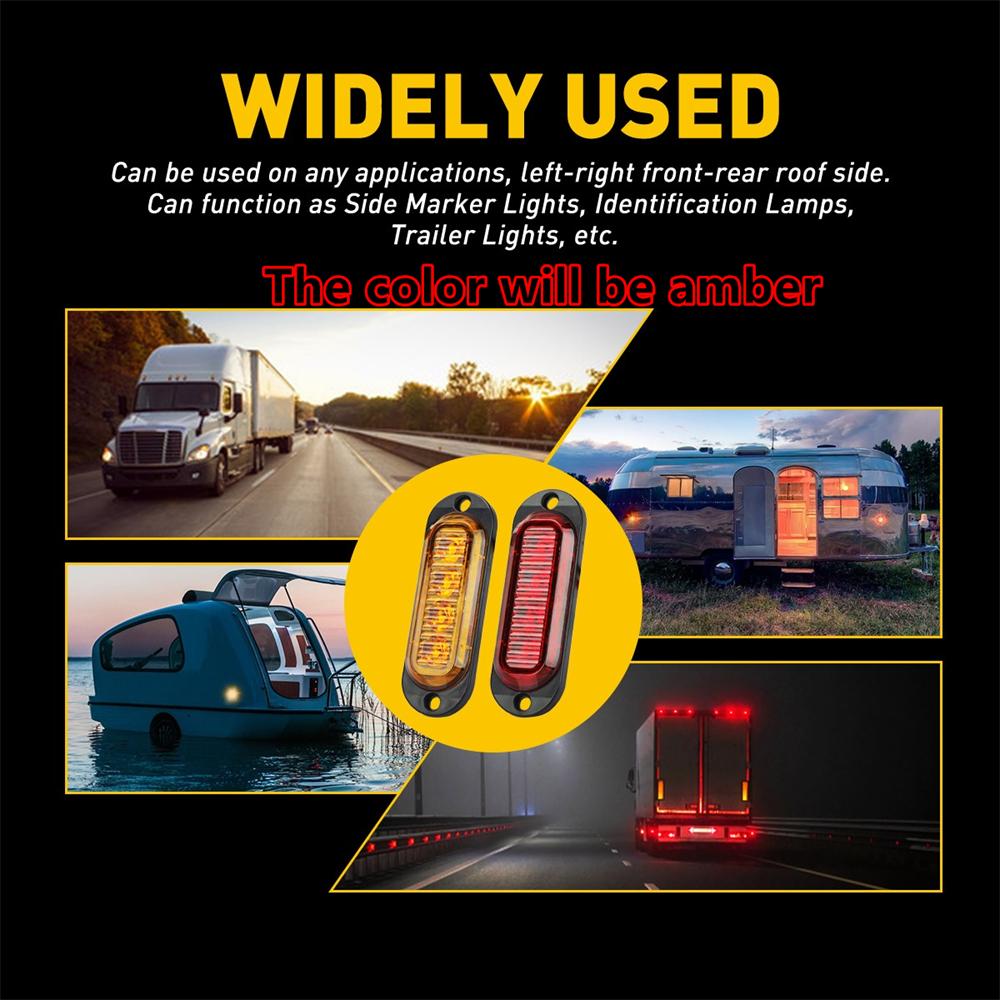 8PCS Amber LED Side Marker Clearance Lights Waterproof Trailer Truck RV