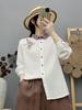 Women's Retro Embroidered Collar Double-Layer Cotton Long-Sleeve Shirt, Spring 2026 Collection - Soft, Skin-Friendly, and Breathable
