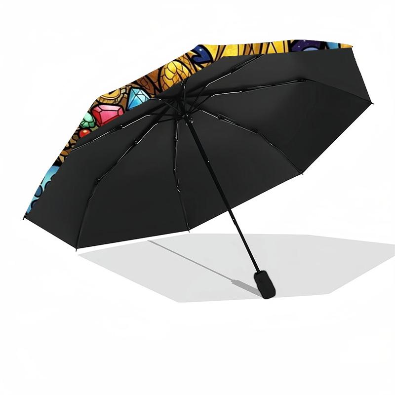 Golden Dragons Treasure pattern umbrella, portable and foldable design, 8 ribs, a casual accessory for Halloween, Christmas, and birthday gifts.
