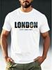 Men's London Night Skyline T-Shirt - Short Sleeve Casual Summer Tee with London Eye & Ben Print