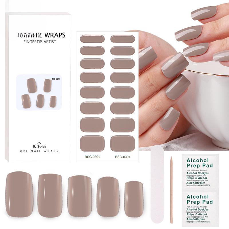 Onion Pink Gradient Explosive Semi-cured Manicure Stickers Pearlescent Purple Gel Nail Stickers