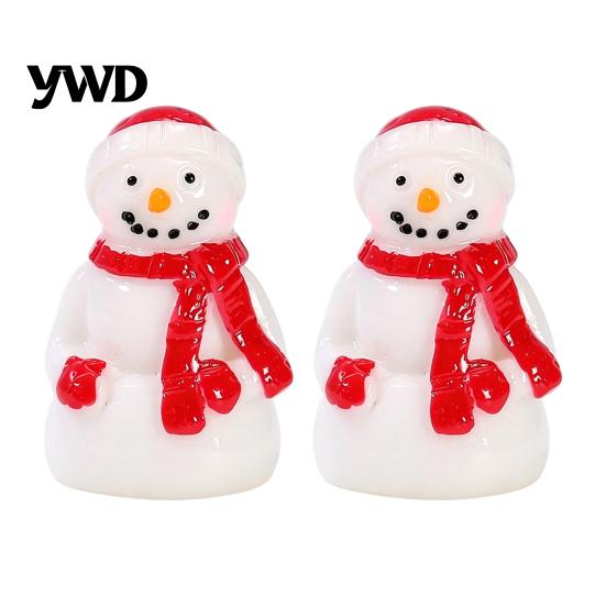 Waterproof Resin Garden Accents 2Pcs Christmas Mini Snowman Figurines, Winter Tiny Decoration, Xmas Micro Tree Decorations Landscape Ornament