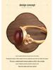 Antique Gold Inlaid Red Agate Open Ring – Versatile Ladies Design