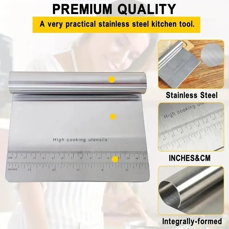 Stainless Steel Kitchens Accessories Cake Scraper Kitchen Utensils Pastry Cutting Machine Cooking Sugar Cube Spatula Bakeware