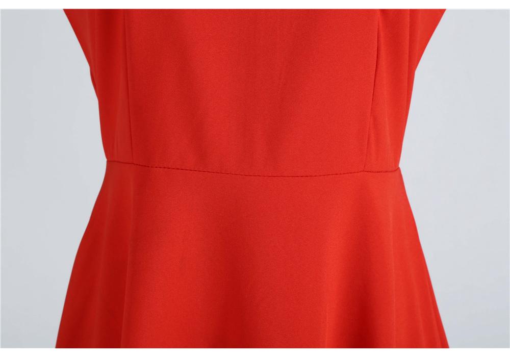 2023 Summer Retro Solid Color Short Sleeve Swing Dress