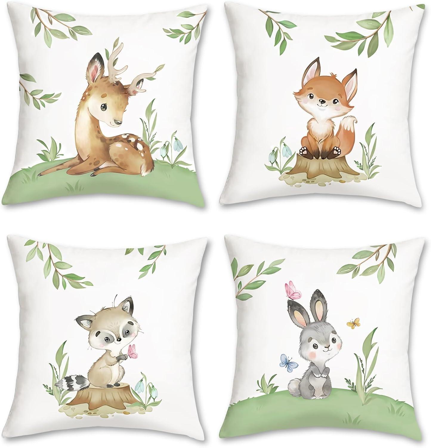 Tinika Chen Unisex Cute Forest Animal Pillowcasebedroom Living Room Sofa Home Decor Polyester Cushion Cover With Zipper