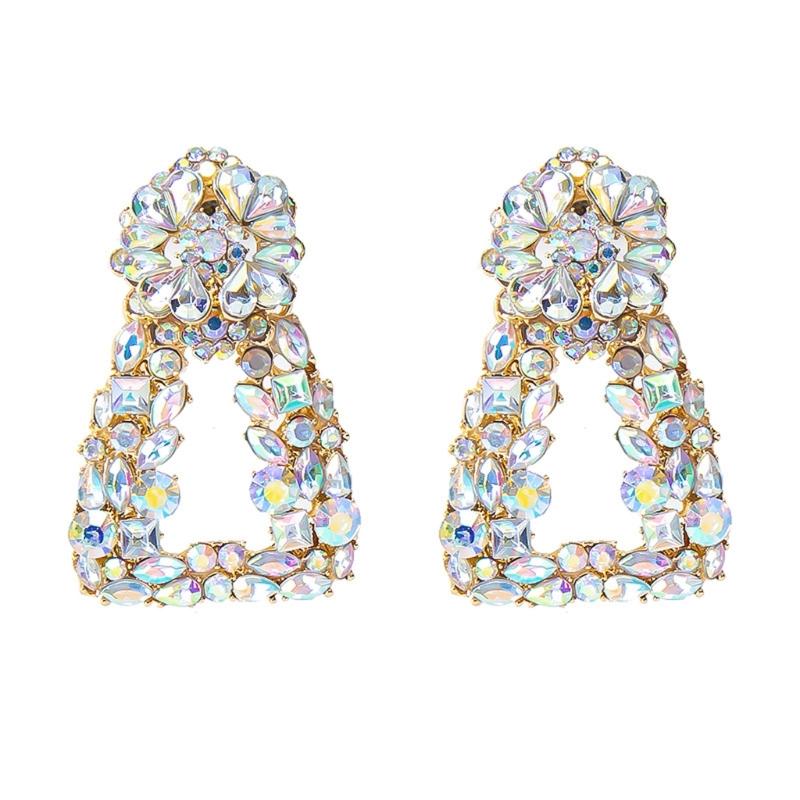

Modern Bohemian Crystals Dangle Earrings Featuring Square Triangles Pattern Designs Elegant Jewelry Accessory for Women