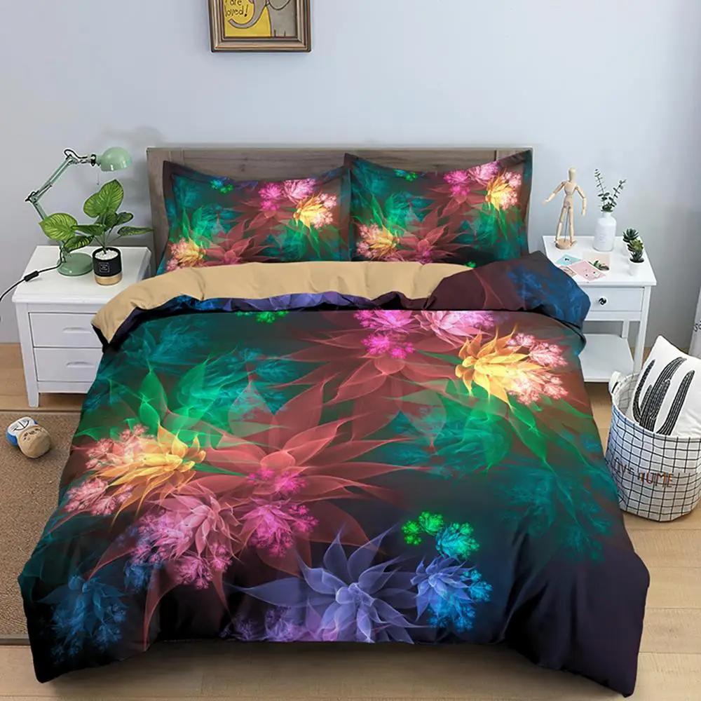 Mandala Flower Duvet Cover Set Bohemian Comforter Cover Exotic Floral Double Queen King Size Comforter Cover For Teens Adults