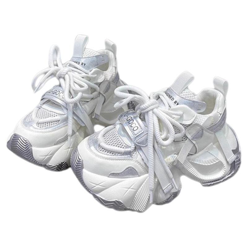 European station purple thick-soled inner height increase dad shoes women's shoes autumn new mesh breathable versatile sports shoes women