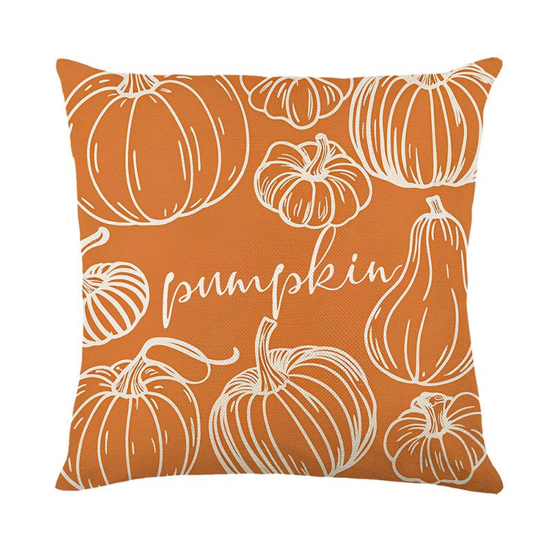 1pc Green Orenge Cushion Cover with Pumpkin Flower Pattern for Thanksgiving Day Festival Living Room Bedroom Decoration