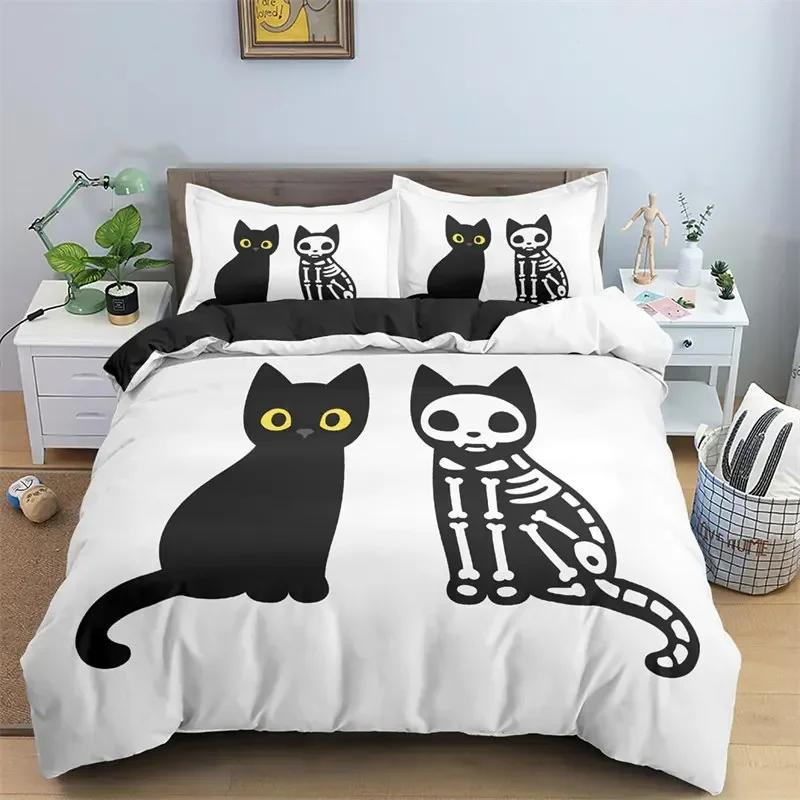 Kawaii Cat Comfortable Duvet Quilt Cover Pillowcase Bedding Set Children Bedroom Decoration Home Textile