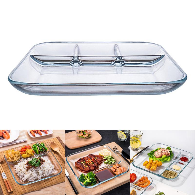 

Heat-Resistant Glass Dumpling Tray With Sauce Tray, Divided Dinner Tray, Breakfast Tray, Home Kitchen Tools 22.8*2.6cm