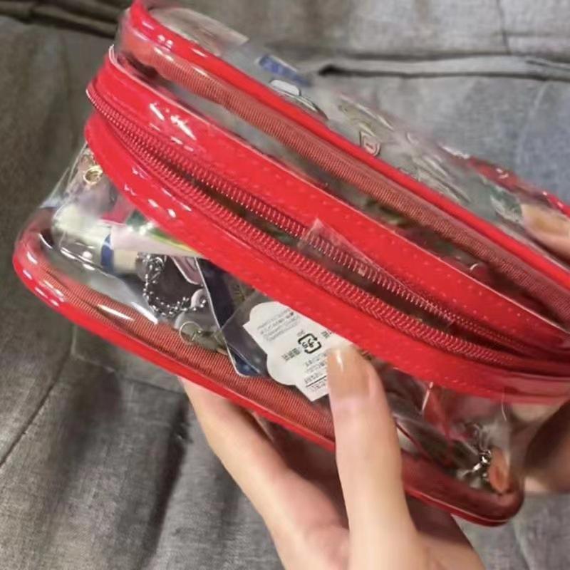 Large Transparent PVC Makeup Bag - Cartoon Design, Waterproof, Portable Skincare and Wash Storage
