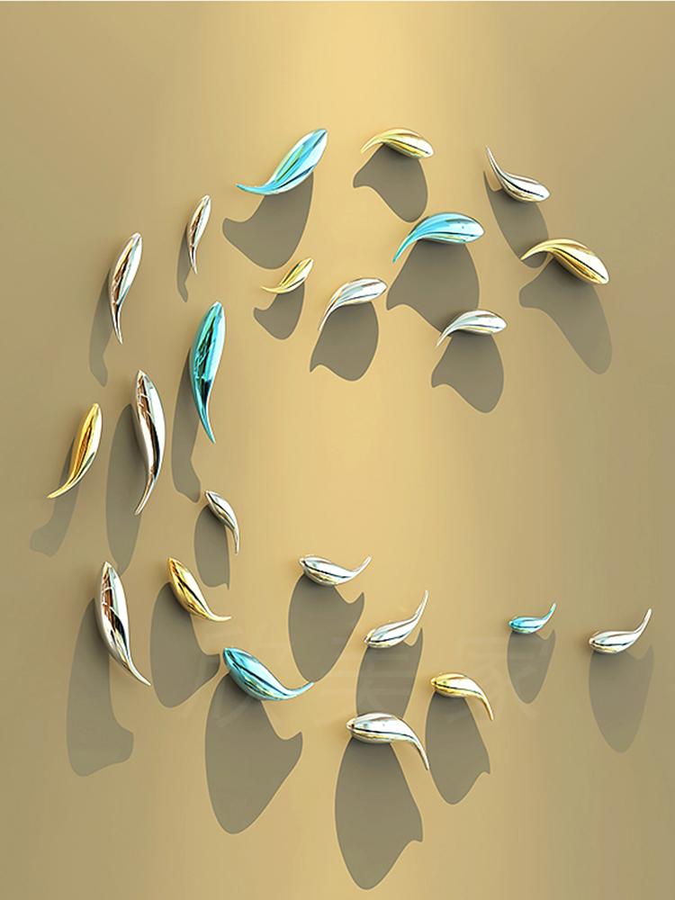 Creative Wall Decoration Restaurant Bedroom Background Golden Fish Decorative Pendant Wall Decoration Stereoscopic Wall Hanging