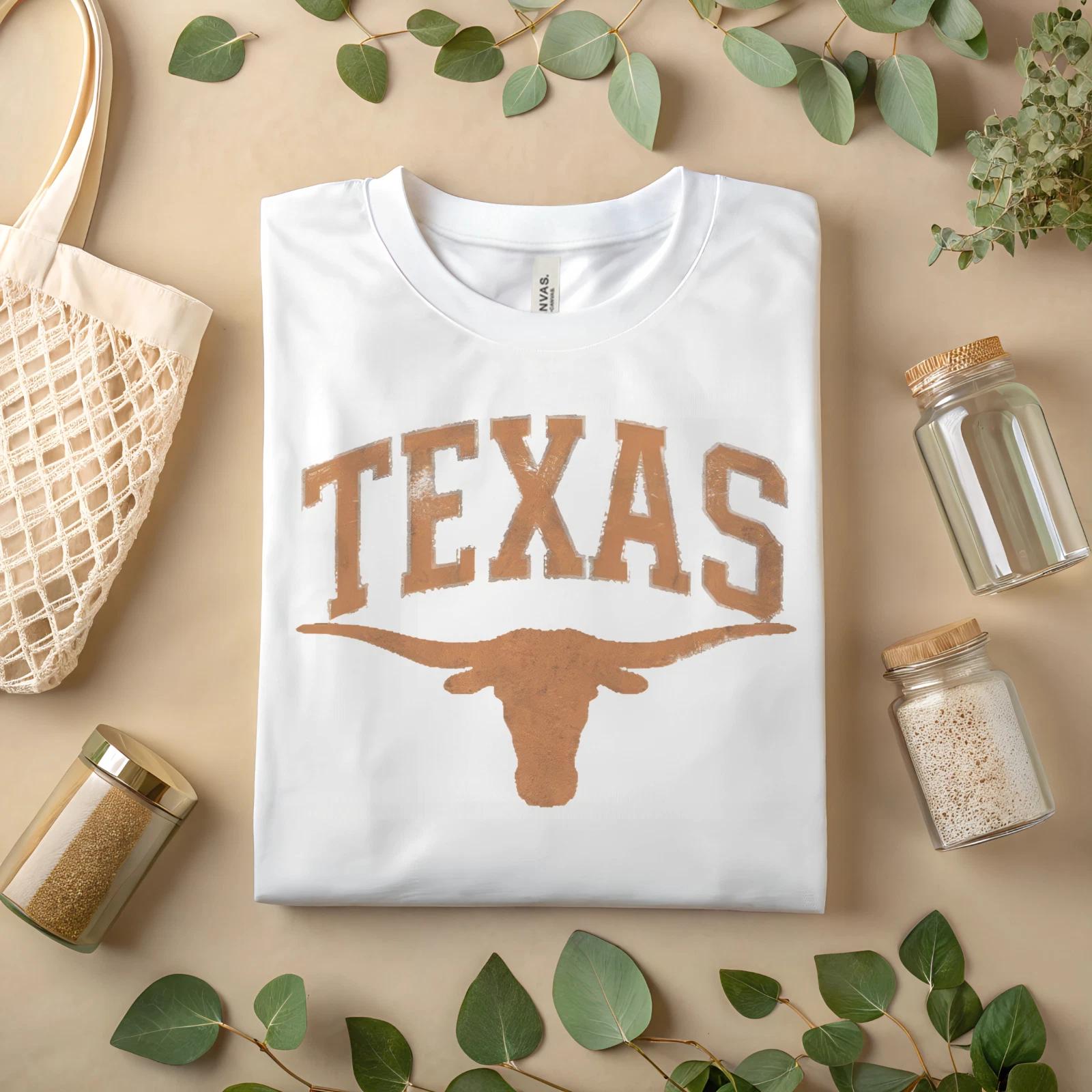 Texas Longhorn T-Shirt – Vintage Distressed Western Cowboy Tee A204 S