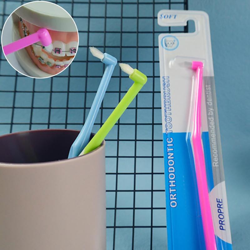 1Pcs Orthodontic Interdental Brush Single-Beam Soft Teeth Cleaning Toothbrush Oral Care Tool Small Head Soft Hair Implant Adult