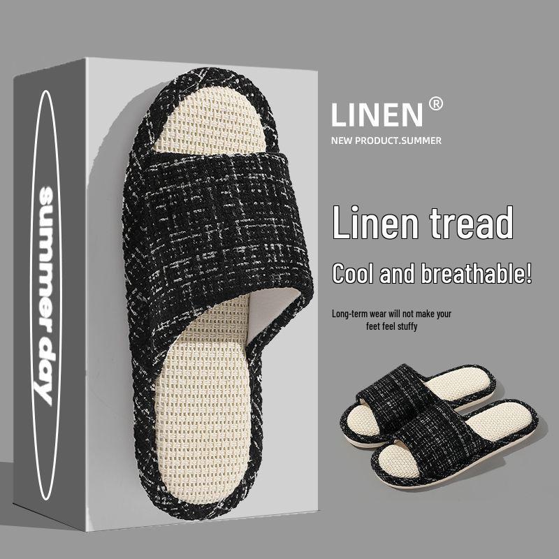Unisex Cotton Linen Indoor Slippers - Non-Slip, All-Season Comfort for Couples