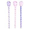 3Pcs Glass Spoons Coffee Spoon Long Handle Dessert Spoon Color Glass Teaspoons Clear Petite Teaspoons Coffee Mixing Tea Stirrer