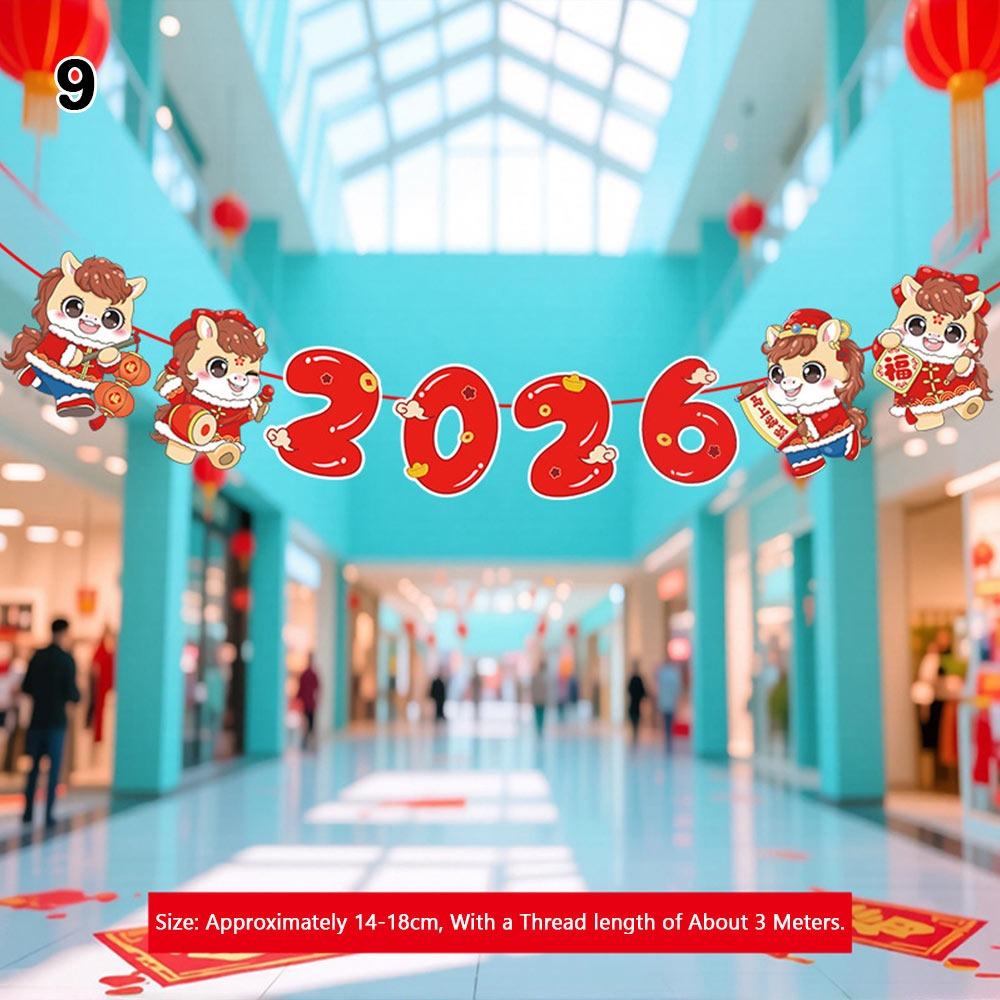 New 2026 Year Year of The Horse Flag Festival Atmosphere Hanging Flag New Year Decorations Ornaments Spring Festival Decorations