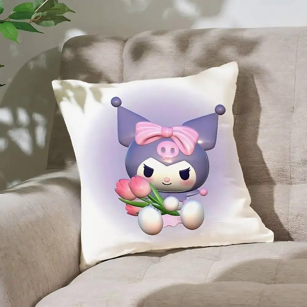 Cute K-Kuromi Pillow Case Cushion Cover Soft Cute Throw Pillow Case For Car Sofa Pillowcase Polyester With Zipper