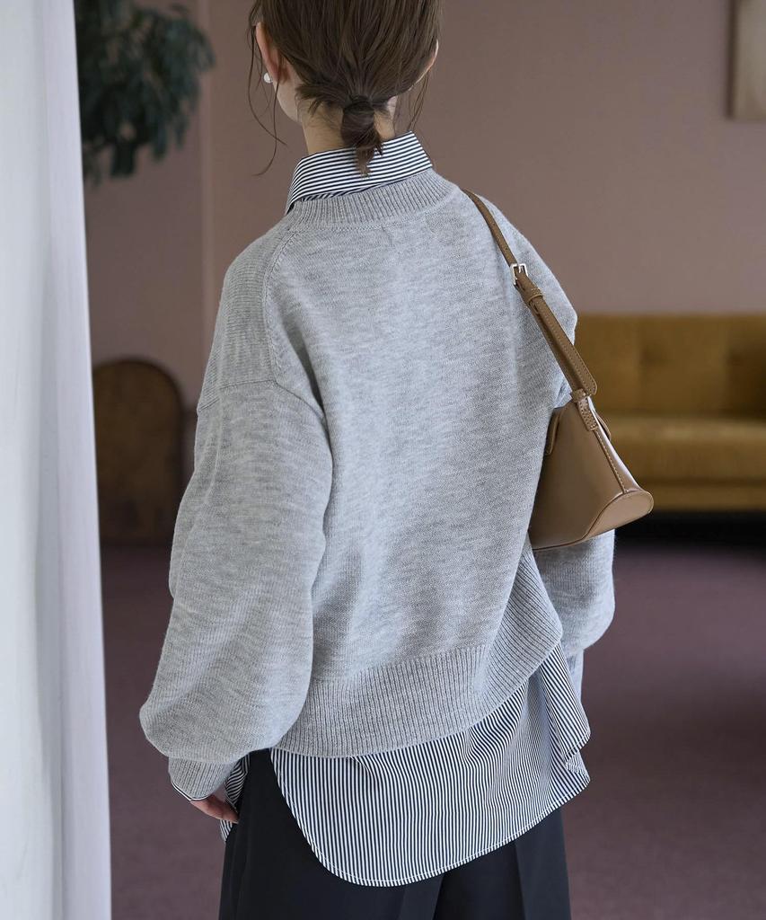 ROPE PICNIC Knit Pullover Logo Embroidered Knit GDM64000 Light Gray [WEB Exclusive] Mid-Gauge Pullover/Anti-Static/Machine Washable, Women's (08)