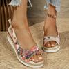 Fashion Fashion Printing Wedge Sandals for Women Summer 2025 Peep Toe Platform Sandles Woman Lightweight Non Slip Beach Sandalias Mujer