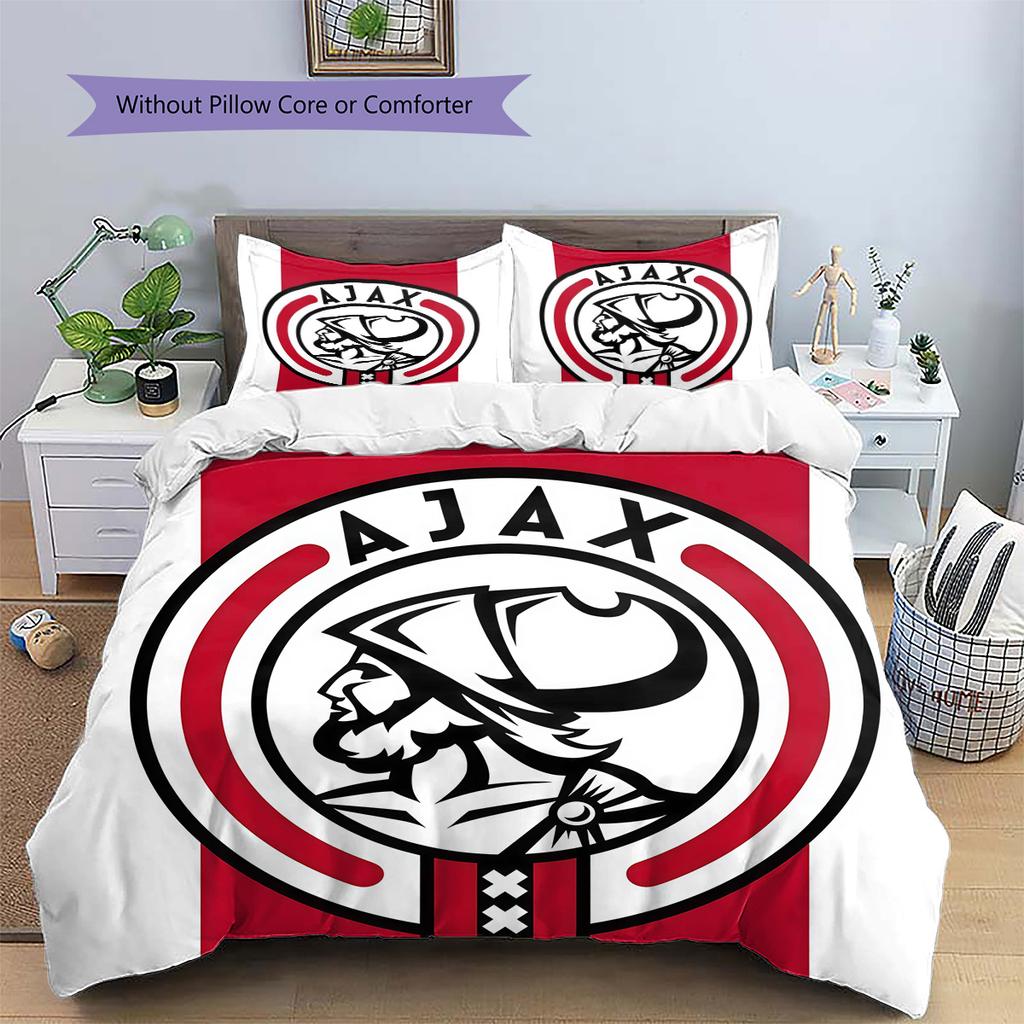 Amsterdamsche Football Club Ajax2 Pattern Bedding Quilt Set Home Decoration Gift (1 * Duvet Cover + 2 * Pillowcase Without Core)