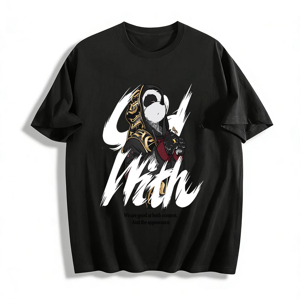 Trendy Panda Print Hoodie Street Style Unique Design Unisex Top Pure cotton T-shirt XXS