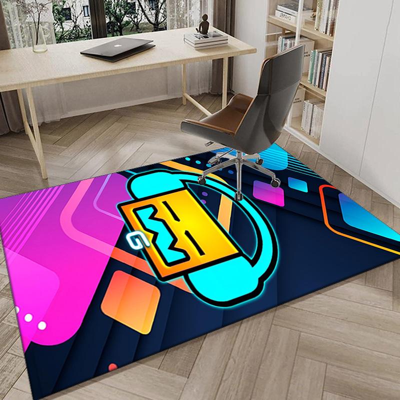 Geometry Dash: Tanze zum Beat Teppich für den Boden, Büroteppich, Stuhlmatte, Dekorations Teppich Wohnzimmer Schlafzimmer Matte, Große Größe Fan Geschenke Weihnachtsgeschenke