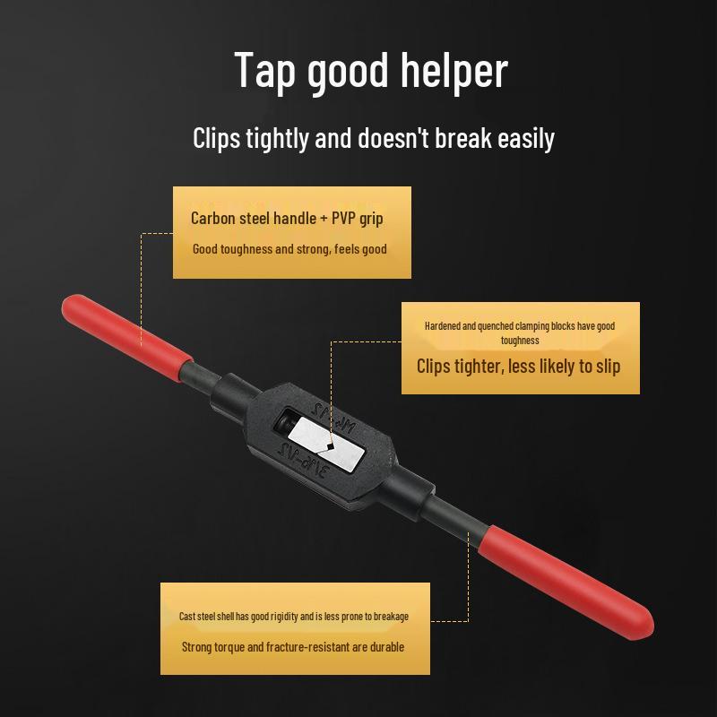 Adjustable Ratchet Tap Wrench with Extension Rod, All-Steel Manual Tapping Tool