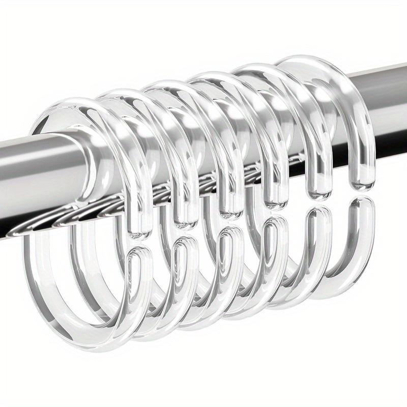 12pcs Shower Curtain Rings, C-Shaped Hooks for Bathroom Window Rod,for Easy Installation and Organization, Bathroom Accessories