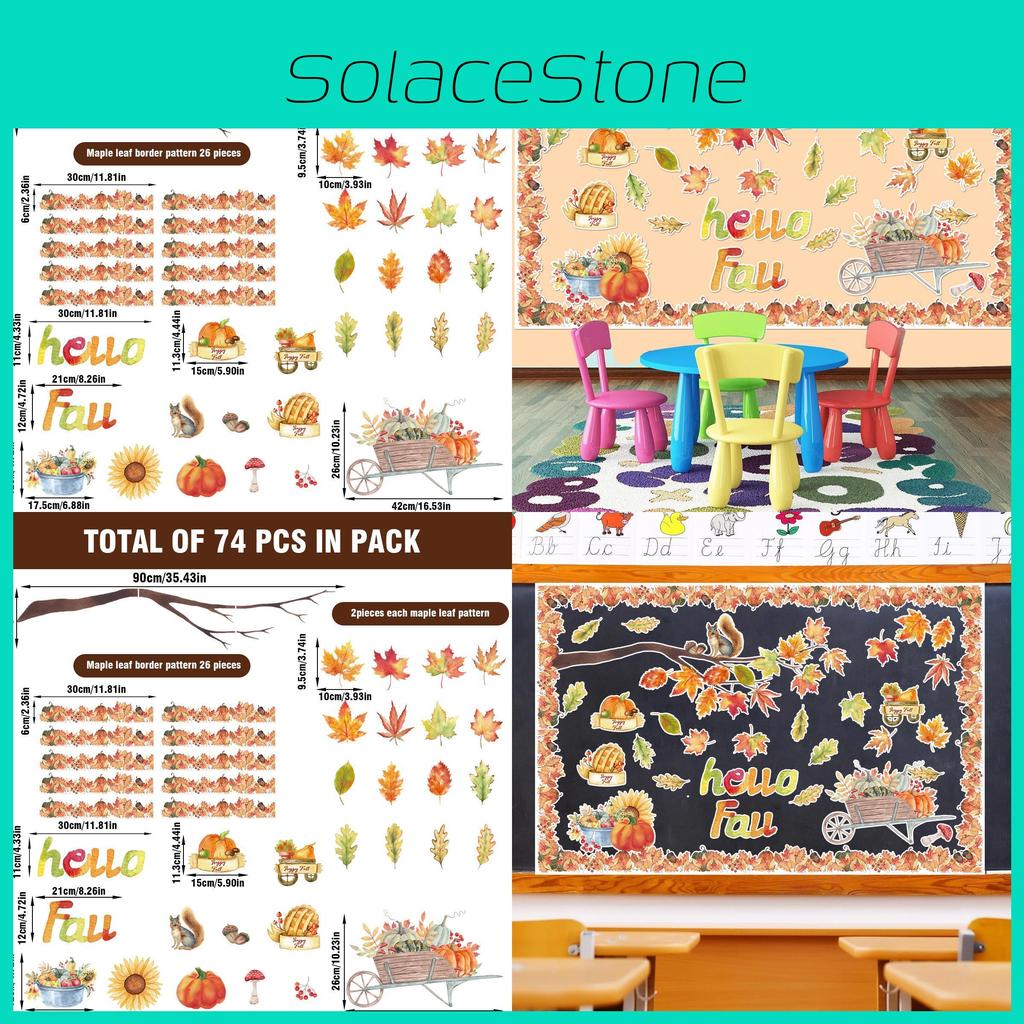 Leaf Maple Watercolor Party Wall Stickers Set For Fall Thanksgiving Home Decor