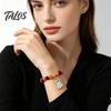 Halloween Elastic Beaded Bracelet for Women, Orange Black Beads Stretch Stylish Holiday Accessory Girls with Ghost Charm, Stackable Party Handmade